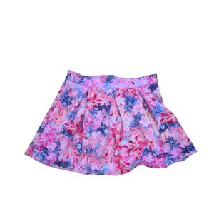 Bethany Mota:: Pink & gray floral skater skirt, L